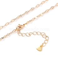 Brass Dapped Cable Chain Necklaces, with 304 Stainless Steel Heart Link Chains & Lobster Claw Clasps, Real 18K Gold Plated, 17.99 inch(45.7cm)(NJEW-JN03160)