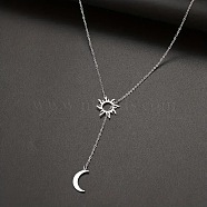 Sun Moon 304 Stainless Steel Lariat Necklaces for Women, Stainless Steel Color, 23.62 inch(60cm)(FS-WG1A05B-02)