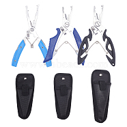 Stainless Steel Fishing Plier, Curved Forceps, with Cloth & Nylon Bag, Mixed Color, 3pcs/set(TOOL-FH0001-01)