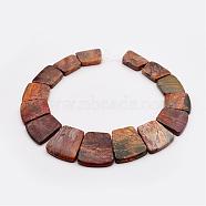 Natural Picasso Stone/Picasso Jasper Graduated Bead Strands, Trapezoid, 16~34x23~28x5~6mm, Hole: 1mm, about 15pcs/strand, 12.2 inch(G-P296-H01)