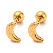 Ion Plating(IP) 304 Stainless Steel Stud Earrings, Crescent Moon, Golden, 7.5x4.5mm(EJEW-Z034-07G)