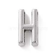 Alloy Letter Slide Charms, Platinum, Letter.H, 20.5~21x6~10.5x6.5mm, Hole: 17.5~18x2.5mm(FIND-A023-17H)