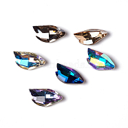 Glass Rhinestone Cabochons, Pointed Back Plated, Faceted, Left Swan Wing, Mixed Color, 9.5x18x5mm(RGLA-G014-B01)