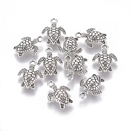 Alloy Charms, Cadmium Free & Nickel Free & Lead Free, Turtle, Antique Silver, 16x13x3mm, Hole: 1mm(X-PALLOY-ZN40923-AS-FF)