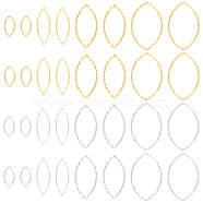 64Pcs 8 Style Brass Linking Rings, Long-Lasting Plated, Cadmium Free & Lead Free, Horse Eye, Real 24K Gold & 925 Sterling Silver Plated, 10~21x5~13x1mm, Inner Diameter: 8~19x3.5~12mm, 8pcs/style(KK-BC0009-43)