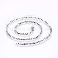 304 Stainless Steel Box Chain Necklaces, with Lobster Claw Clasps, Stainless Steel Color, 19.7 inch(50cm), 2mm(NJEW-F227-09P-04)