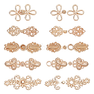 WADORN 10Pcs 5 Styles Zinc Alloy Snap Lock Clasps, Closure Sewing Fasteners for Garment Accessories, Golden, 15~25x38~50x2.2~3.5mm, Hole: 1.4~8mm, 2pcs/style(FIND-WR0011-16G)