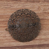 Iron Flower Hair Pin, Ponytail Holder Statement, Hair Accessories for Women, Antique Bronze, 50mm(OHAR-PW0003-173AB)