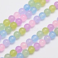 Natural & Dyed Malaysia Jade Bead Strands, Round, Mixed Color, 6mm, Hole: 0.8mm, about 64pcs/strand, 15 inch(X-G-A146-6mm-A30)