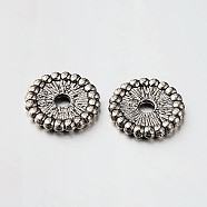 Disc Tibetan Style Alloy Spacer Beads, Antique Silver, 12x2mm, Hole: 2mm(PALLOY-N0114-05AS)