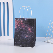 Starry Sky Pattern Kraft Paper Bags, with Hemp Rope, Gift Bags, Shopping Bags, Rectangle, Star Pattern, 15x8x21cm(PAAG-PW0001-109H)