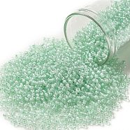TOHO Round Seed Beads, Japanese Seed Beads, (1065) Mint Lined Crystal, 11/0, 2.2mm, Hole: 0.8mm, about 5555pcs/50g(SEED-XTR11-1065)
