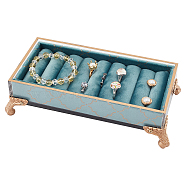 Beach Velvet Jewelry Presentation Tray, Jewelry Display Organizer Holder for Ring, Bracelet, Earring Showing, Medium Aquamarine, 21.8x11.9x5.4cm(ODIS-WH0017-062)