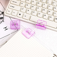 Mini Square Transparent Plastic Bulldog Clips, Hinge Clip, School Office Supplies, Medium Orchid, 30x30mm(OFST-PW0014-27H)