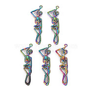 Rainbow Color Alloy Pendants, Cadmium Free & Nickel Free & Lead Free,  Halloween, Human Skeleton, 42x12x4mm, Hole: 1.2mm(PALLOY-S180-275-NR)