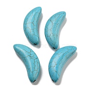 Dyed Synthetic Turquoise Beads, Moon, Turquoise, 47.5~48x18~19x12mm, Hole: 2mm(G-B070-16)