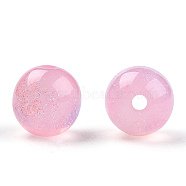Round Imitation Cat Eye Resin Beads, with Glitter Powder, Pearl Pink, 8mm, Hole: 1.6~1.8mm(RESI-TAC0017-08B)