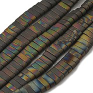 Electroplated Non-magnetic Synthetic Hematite Beads Strands, Rectangle, Matte Style, 2-Hole, Colorful, 6x2x3mm, Hole: 1.2mm, about 199pcs/strand, 15.75 inch(40cm)(G-C106-B01-05A)