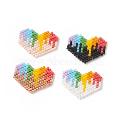 Rainbow Color Pride Flag Handmade Japanese Seed Beads, Loom Pattern, Heart, Mixed Color, 18x25x1.5mm(SEED-CP00017)