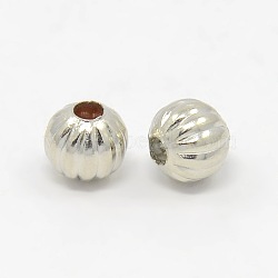 Iron Corrugated Beads, Platinum Color, Round, 8mm in diameter, hole: 3mm, about 1563pcs/1000g(E300Y)