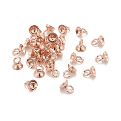 201 Stainless Steel Bead Cap Pendant Bails, for Globe Glass Bubble Cover Pendants, Rose Gold, 6.5x5mm, Hole: 3mm(STAS-L244-27C-RG)
