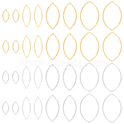 64Pcs 8 Style Brass Linking Rings, Long-Lasting Plated, Cadmium Free & Lead Free, Horse Eye, Real 24K Gold & 925 Sterling Silver Plated, 10~21x5~13x1mm, Inner Diameter: 8~19x3.5~12mm, 8pcs/style(KK-BC0009-43)