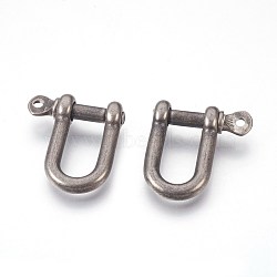 304 Stainless Steel Screw D-Ring Anchor Shackle Clasps, Antique Silver, 26x24x7.5mm, Hole: 2mm; 8.5x16mm Inner Diameter(STAS-O114-096A-AS)