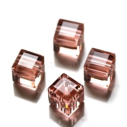 Imitation Austrian Crystal Beads, Grade AAA, Faceted, Cube, Light Salmon, 8x8x8mm(size within the error range of 0.5~1mm), Hole: 0.9~1.6mm(X-SWAR-F074-8x8mm-30)