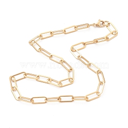 Vacuum Plating 304 Stainless Steel Paperclip Chain Necklaces, with Lobster Claw Clasps, Golden, 17.8 inch(45.3cm)(NJEW-O123-02G)