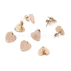 Ion Plating(IP) 304 Stainless Steel Stud Earring Findings, with Ear Nuts, Textured Heart, Rose Gold, 12x13mm, Hole: 1.5mm, Pin: 0.7mm(STAS-I183-02B-RG)