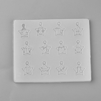 Food Grade Silicone Molds, Resin Casting Molds, For UV Resin, Epoxy Resin Jewelry Making, Star with Twelve Constellations Shape, White, 115x95x5.5mm