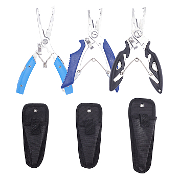 Stainless Steel Fishing Plier, Curved Forceps, with Cloth & Nylon Bag, Mixed Color, 3pcs/set
