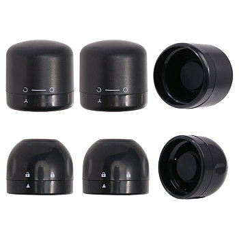 6Pcs 2 Styles Plastic Bottle Stoppers, for Wine Bottle, Black, 39x32~38.5mm, Inner Diameter: 34~34.5mm, 3pcs/style