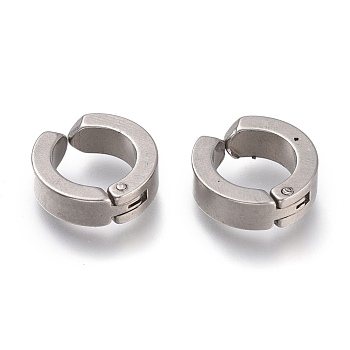 303 Stainless Steel Cuff Earrings, Hypoallergenic Earrings, Ring, Stainless Steel Color, 13x4mm