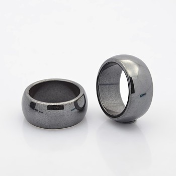 Magnetic Synthetic Hematite Finger Rings, Black, 18mm