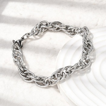 201 Stainless Steel Mariner Link Chain Bracelets for Men, Stainless Steel Color, 8.66 inch(22cm)