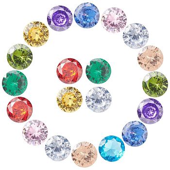 50Pcs 10 Colors Cubic Zirconia Pointed Back Cabochons, Faceted Diamond Shape, Mixed Color, 6x3.4mm, 5pcs/color