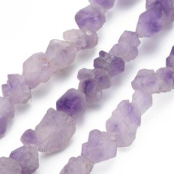 Raw Rough Natural Amethyst Beads Strands, Nuggets, 4~21x4~16x4~16mm, Hole: 1.2mm, about 30~53pcs/strand, 14.57~15.55 inch(37~39.5cm)