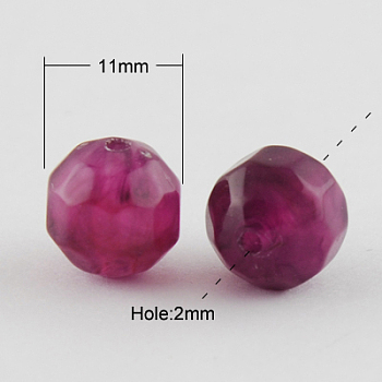 Acrylic Beads, Imitation Gemstone Style, Faceted, Round, Old Rose, 11mm, Hole: 2mm, about 540pcs/500g