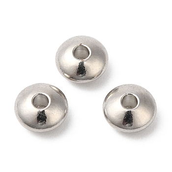 Brass Beads, Cadmium Free & Lead Free, Rondelle, Long-Lasting Plated, Platinum, 6x3mm, Hole: 2mm