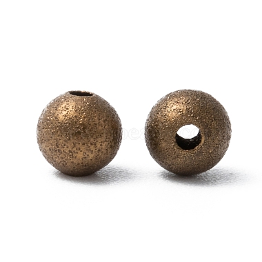 Perles rondes texturées en laiton de couleur bronze antique(X-EC248-NFAB)-2