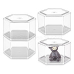 PET & ABS Minifigure Display Cases, Dustproof Building Block Display Box, fot Action Figure Toys Storage, Hexgon, Clear, 8.4x9.4x5.7cm(CON-WH0099-56A)