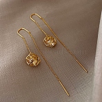 Alloy Rhinestone Earrings for Women, with 925 Sterling Silver Pin, Flower, 10mm(WG80053-24)