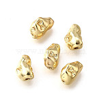 Brass Beads, Nickel Free, Nuggets, Real 18K Gold Plated, 8.5x5.5x4.5mm, Hole: 1mm(KK-R222-02G-04)