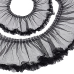 2Yards Polyester Pleated Lace Trim, Garment Accessories, Black, 6-3/4 inch(170mm)(OCOR-CY0003-23A)
