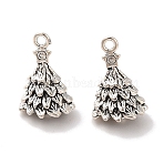Tibetan Style Alloy Pendants, Lead Free & Cadmium Free, Christmas Tree, for Christmas, Antique Silver, 18x12x12mm, Hole: 2mm(TIBEP-GC101-AS-RS)