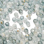 Frosted Transparent Acrylic Beads, Round, with Gold Foil & Glitter, Gradient Color, Dark Cyan, 6x5.5mm, Hole: 1.8mm, about 4950pcs/500g(OACR-F013-12F)