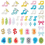 40Pcs Computerized Embroidery Polyester Iron on/Sew on Patches, Costume Accessories, Mixed Shapes, Mixed Shapes, 10~31x10~31x1.5mm(PATC-WH0021-071)