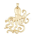 Alloy Big Pendants, Octopus Charms, Matte Gold Color, 78x77x3mm, Hole: 12x5mm(AL-CBA1187-02MG)