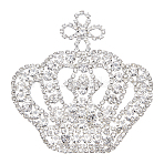 1Pc Rack Plating Brass Big Pendants, with Rhinestone, Crown Charms, Silver, 72x70x4.5mm(KK-FG0001-24B)